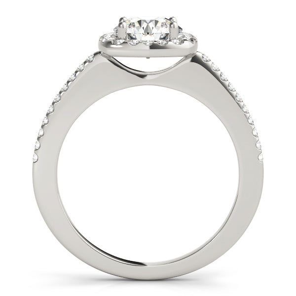 Single Row Accented Halo Engagement Ring