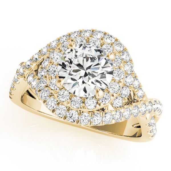 Twisted Double Halo Engagement Rings