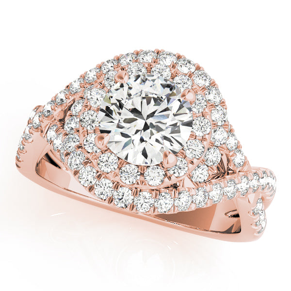 Twisted Double Halo Engagement Rings