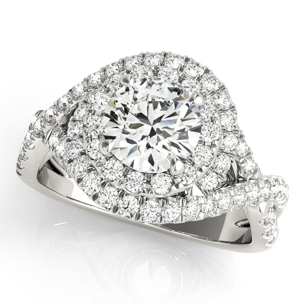 Twisted Double Halo Engagement Rings