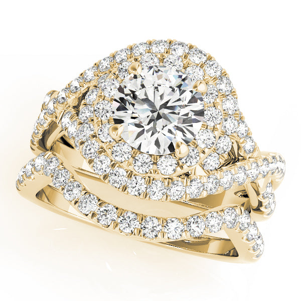 Twisted Double Halo Engagement Rings