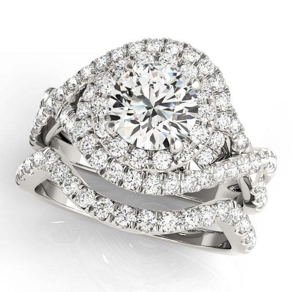 Twisted Double Halo Engagement Rings