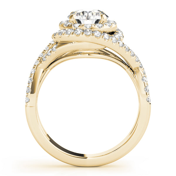 Twisted Double Halo Engagement Rings