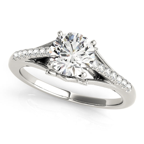 Classic Solitaire Accented Milgrain Engagement Ring