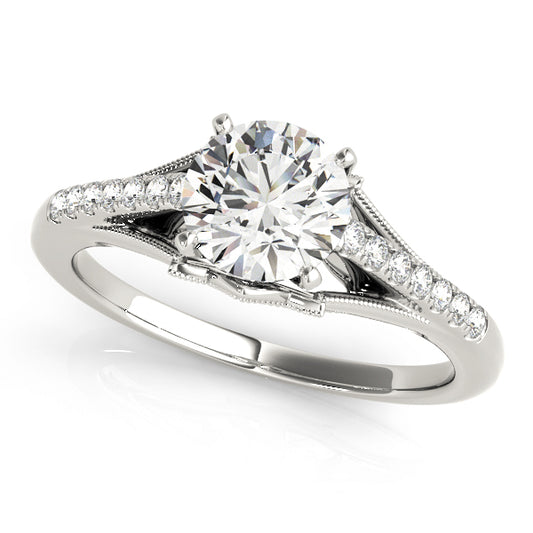 Classic Solitaire Accented Milgrain Engagement Ring