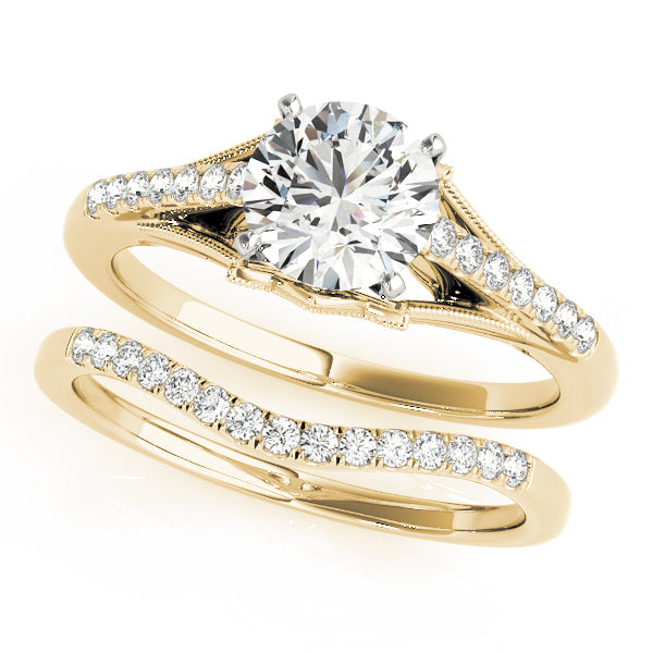 Classic Solitaire Accented Milgrain Engagement Ring