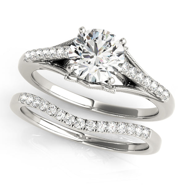 Classic Solitaire Accented Milgrain Engagement Ring