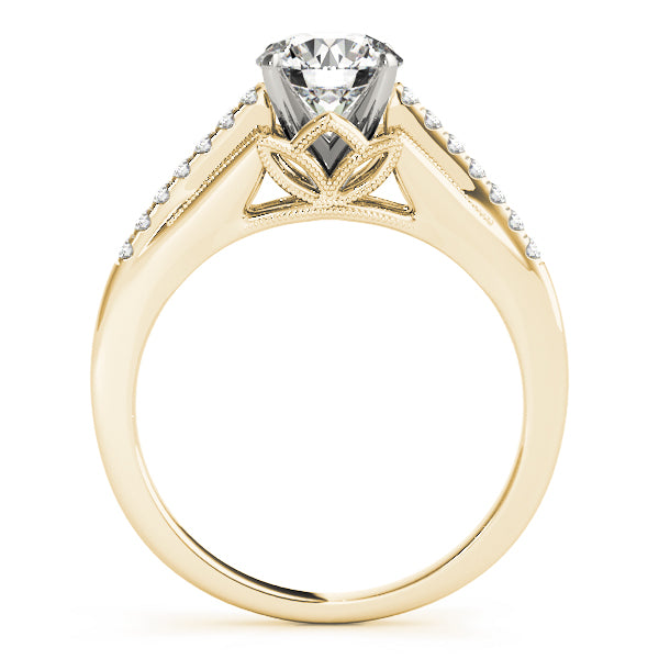 Classic Solitaire Accented Milgrain Engagement Ring