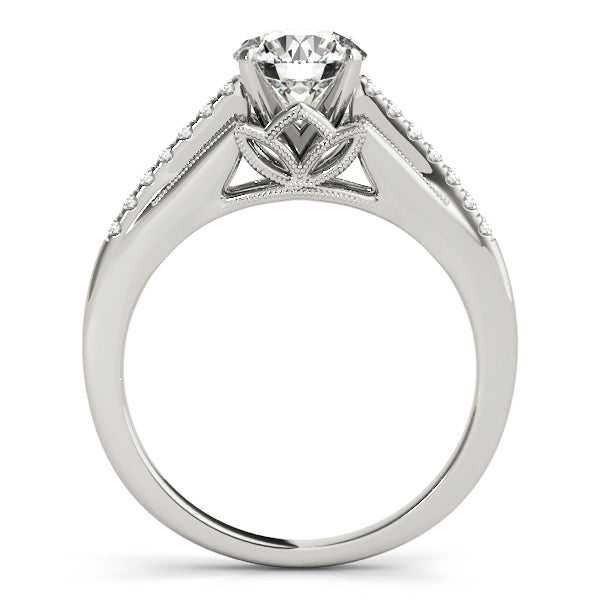 Classic Solitaire Accented Milgrain Engagement Ring