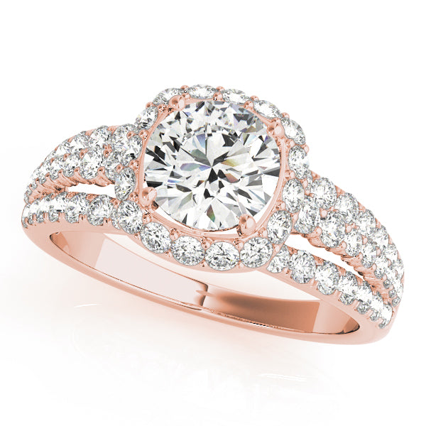 Multirow Halo Engagement Ring