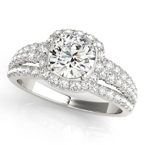 Multirow Halo Engagement Ring