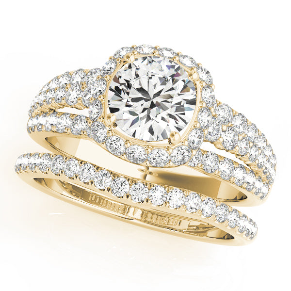 Multirow Halo Engagement Ring