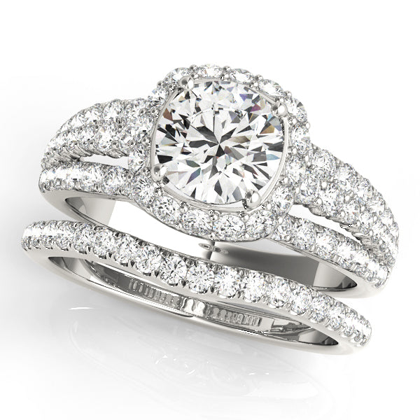 Multirow Halo Engagement Ring