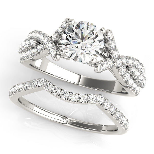 Multirow Twisted Shank Hidden Halo Engagement Rings