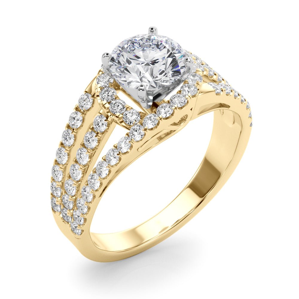 Multirow Split Shank Halo Engagement Ring