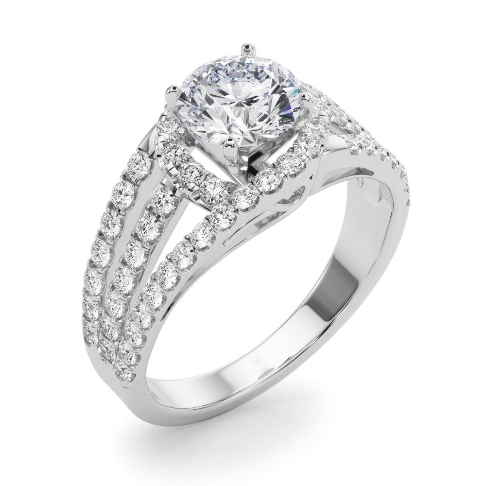 Multirow Split Shank Halo Engagement Ring