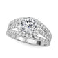 Multirow Split Shank Halo Engagement Ring