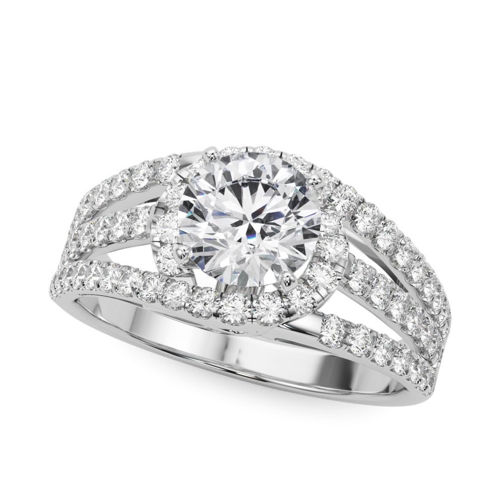 Multirow Split Shank Halo Engagement Ring