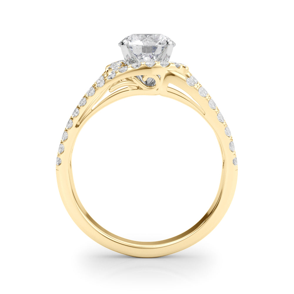 Multirow Split Shank Halo Engagement Ring
