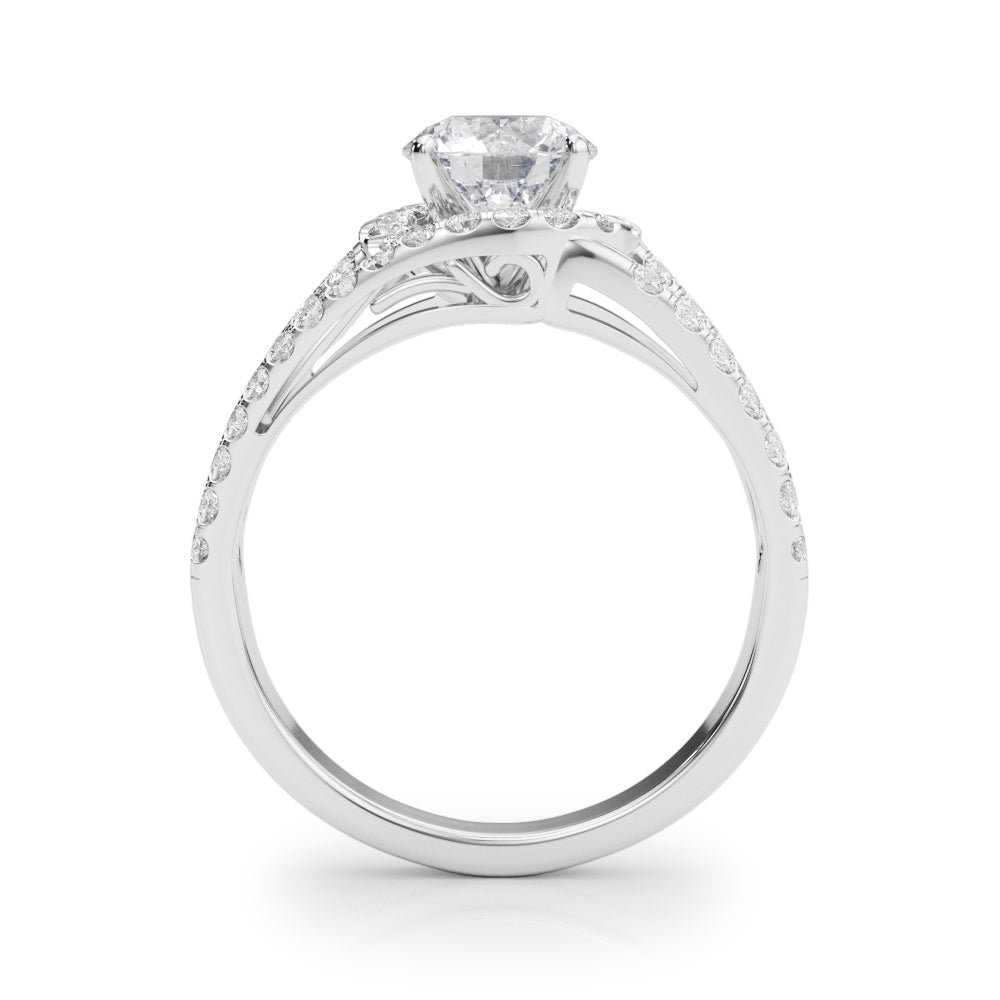 Multirow Split Shank Halo Engagement Ring