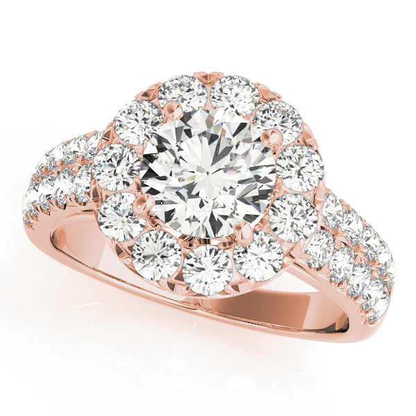 Double Row Pavé Round Halo Engagement Ring