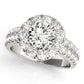 Double Row Pavé Round Halo Engagement Ring