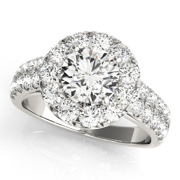 Double Row Pavé Round Halo Engagement Ring