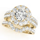 Double Row Pavé Round Halo Engagement Ring