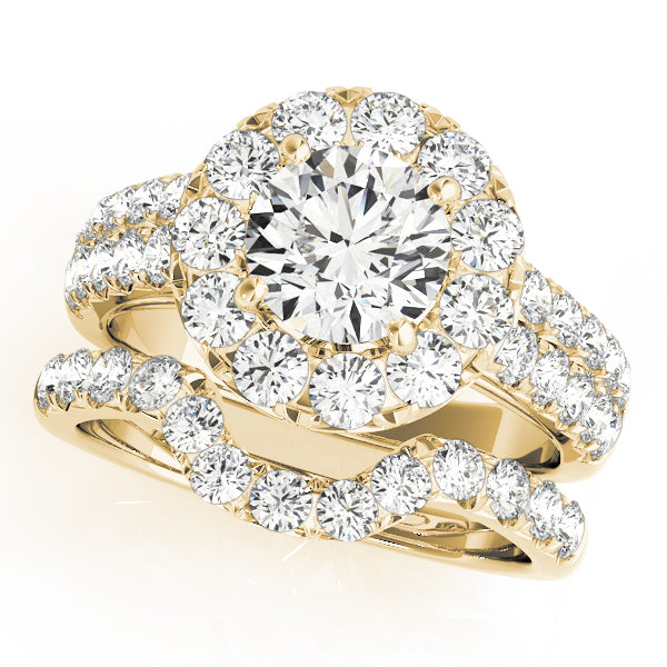 Double Row Pavé Round Halo Engagement Ring