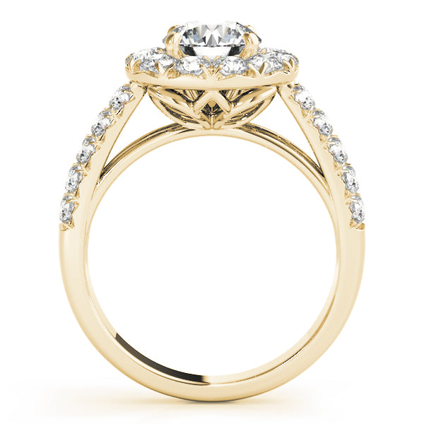 Double Row Pavé Round Halo Engagement Ring