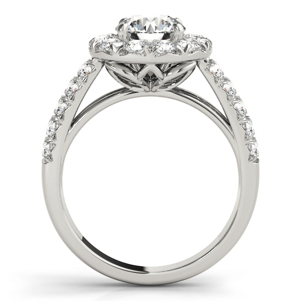Double Row Pavé Round Halo Engagement Ring
