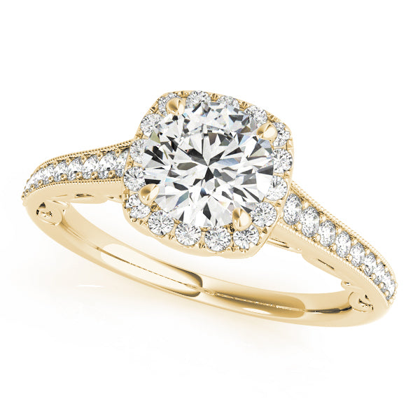 Vintage Prong Milgrain Hidden Halo Engagement Ring