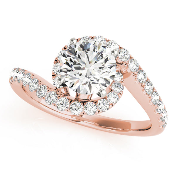 Bypass Prong Set Halo Engagement Ring