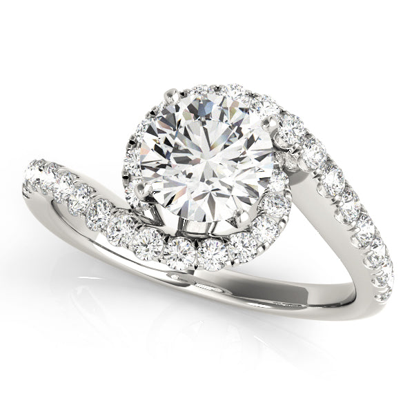 Bypass Prong Set Halo Engagement Ring