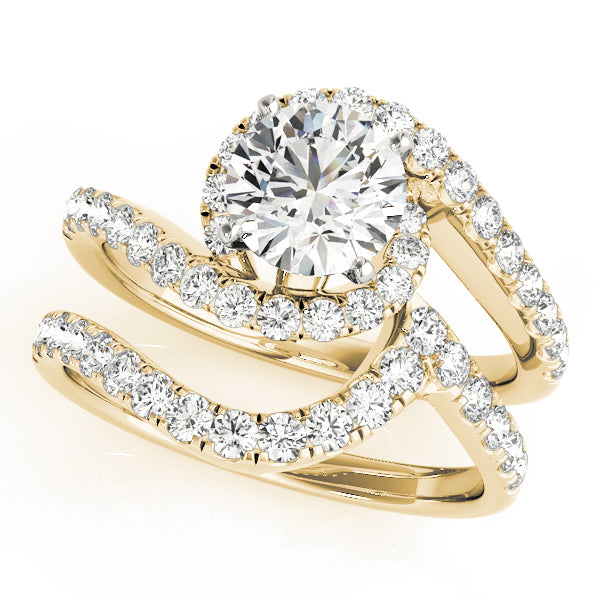 Bypass Prong Set Halo Engagement Ring