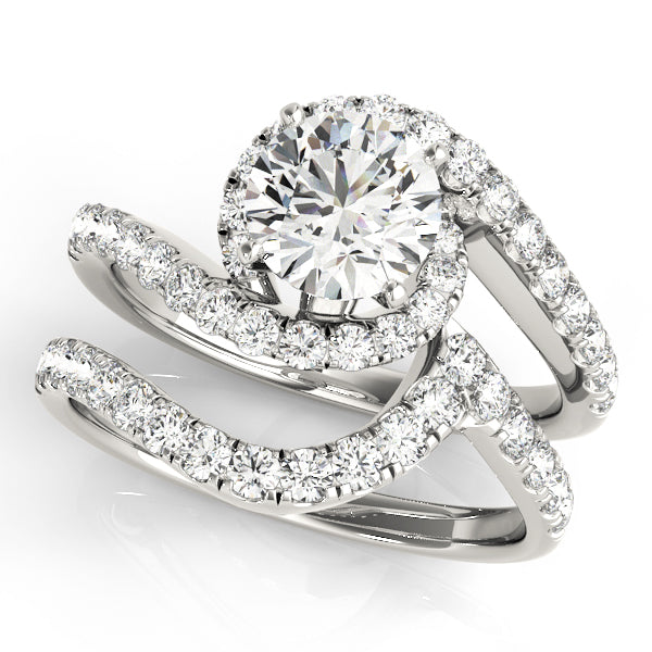 Bypass Prong Set Halo Engagement Ring
