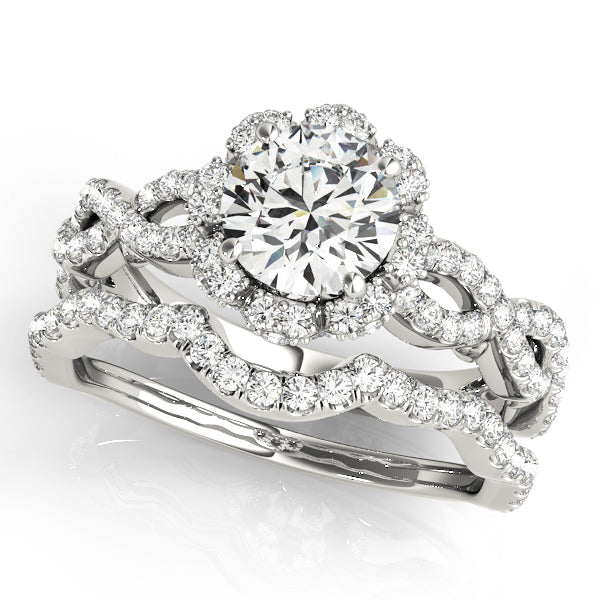 Twisted Shank Halo Engagement Ring