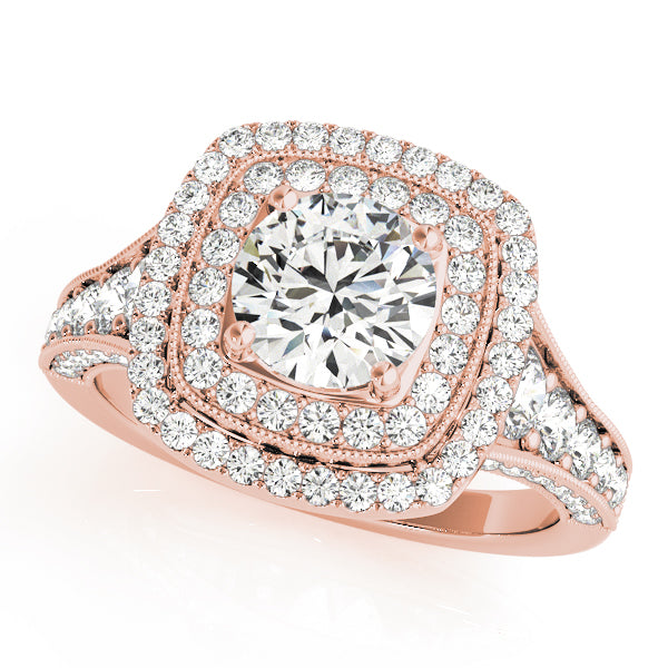 Vintage Inspired Double Halo Engagement Ring