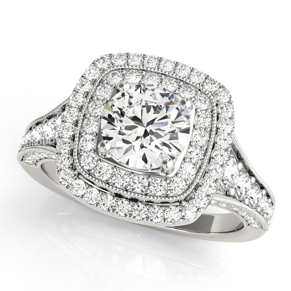 Vintage Inspired Double Halo Engagement Ring