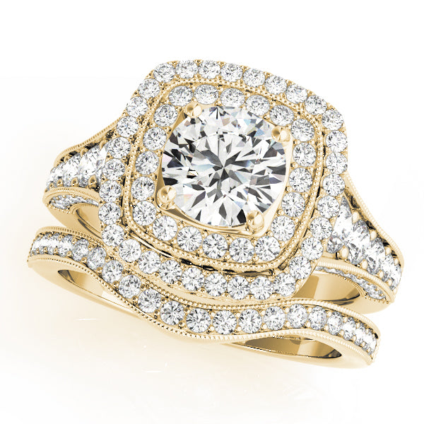 Vintage Inspired Double Halo Engagement Ring