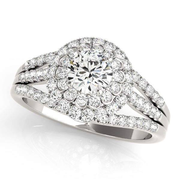 Vintage Multirow Double Halo Engagement Ring