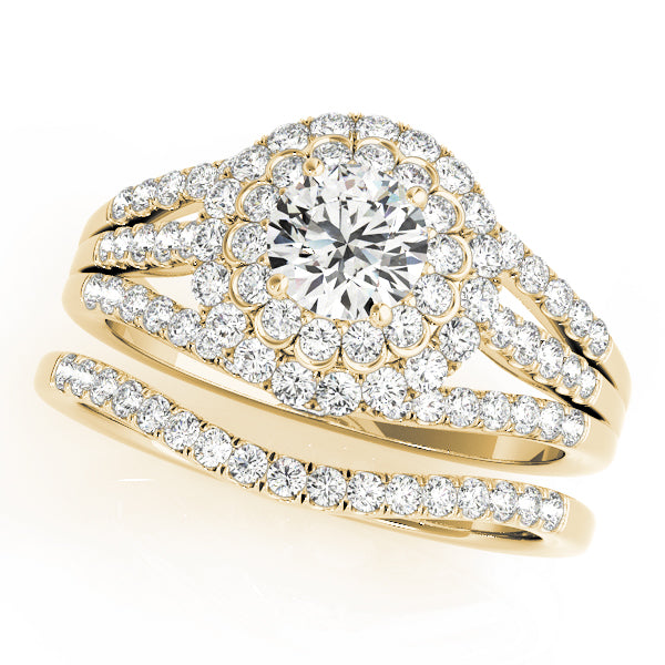 Vintage Multirow Double Halo Engagement Ring