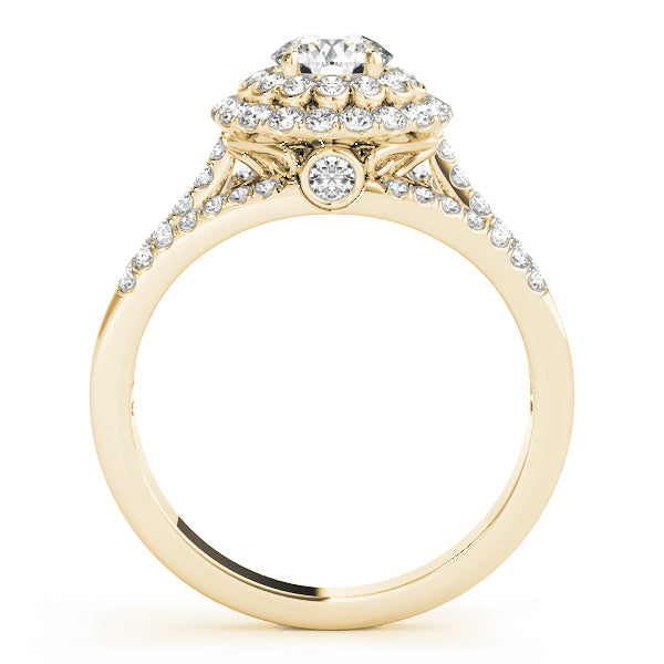 Vintage Multirow Double Halo Engagement Ring
