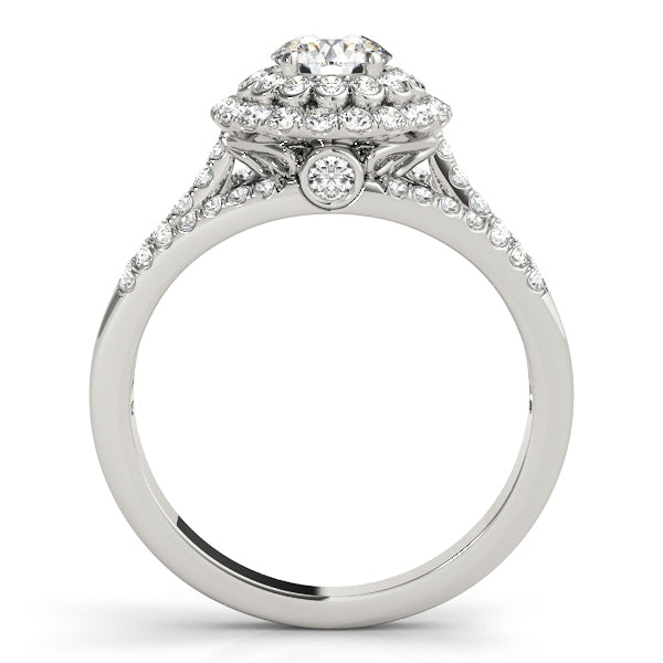 Vintage Multirow Double Halo Engagement Ring