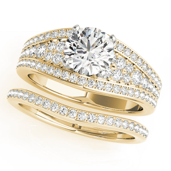 Multirow Pavé Engagement Ring