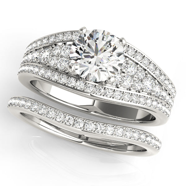 Multirow Pavé Engagement Ring