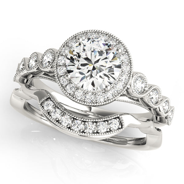 Vintage Infinity Milgrain Halo Engagement Rings