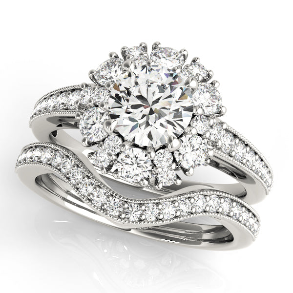 Antique Style Halo Engagement Ring