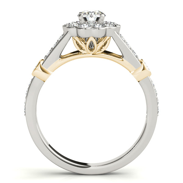 Flower Halo Split Shank Engagement Ring