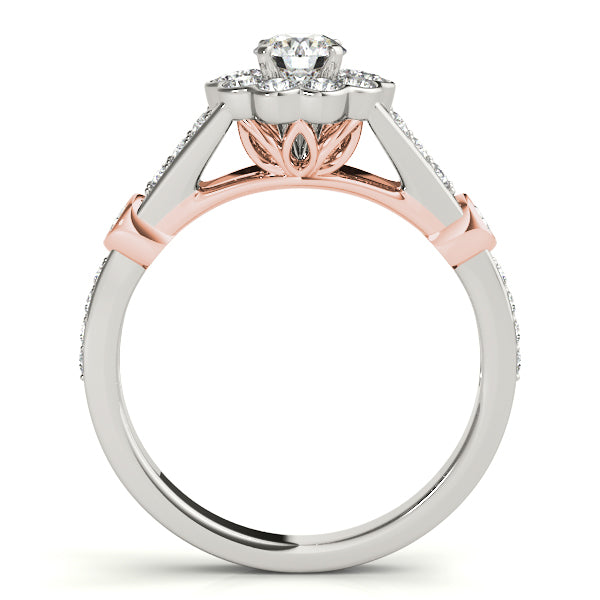 Flower Halo Split Shank Engagement Ring